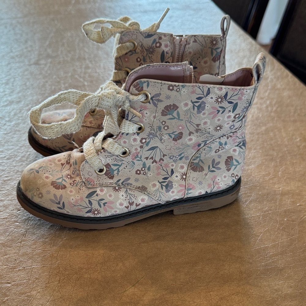 Cat & Jack Floral Kids Boots - Pink and Blue